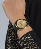Buy Shop Guess Cubed Analog Gold Dial Black Silicone Strap Watch For Women - GW0665L1 USA Online