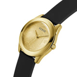 Buy Shop Guess Cubed Analog Gold Dial Black Silicone Strap Watch For Women - GW0665L1 USA Online