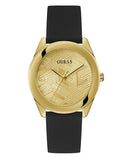 Buy Shop Guess Cubed Analog Gold Dial Black Silicone Strap Watch For Women - GW0665L1 USA Online
