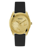 Buy Shop Guess Cubed Analog Gold Dial Black Silicone Strap Watch For Women - GW0665L1 USA Online