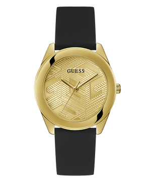 Buy Shop Guess Cubed Analog Gold Dial Black Silicone Strap Watch For Women - GW0665L1 USA Online