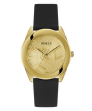 Buy Shop Guess Cubed Analog Gold Dial Black Silicone Strap Watch For Women - GW0665L1 USA Online
