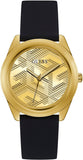 Buy Shop Guess Cubed Analog Gold Dial Black Silicone Strap Watch For Women - GW0665L1 USA Online