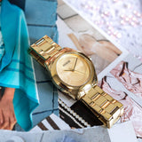 Buy Shop Guess Cubed Analog Gold Dial Gold Steel Strap Watch For Women - GW0606L2 USA Online