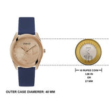 Buy Shop Guess Cubed Analog Rose Gold Dial Blue Leather Strap Watch For Women - GW0665L2 USA Online