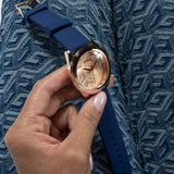 Buy Shop Guess Cubed Analog Rose Gold Dial Blue Leather Strap Watch For Women - GW0665L2 USA Online