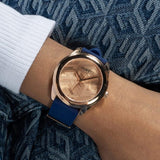 Buy Shop Guess Cubed Analog Rose Gold Dial Blue Leather Strap Watch For Women - GW0665L2 USA Online