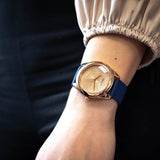 Buy Shop Guess Cubed Analog Rose Gold Dial Blue Leather Strap Watch For Women - GW0665L2 USA Online