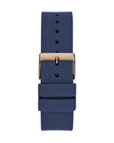 Buy Shop Guess Cubed Analog Rose Gold Dial Blue Leather Strap Watch For Women - GW0665L2 USA Online
