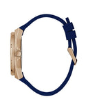 Buy Shop Guess Cubed Analog Rose Gold Dial Blue Leather Strap Watch For Women - GW0665L2 USA Online