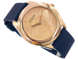 Buy Shop Guess Cubed Analog Rose Gold Dial Blue Leather Strap Watch For Women - GW0665L2 USA Online