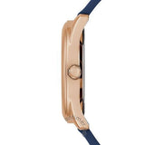 Buy Shop Guess Cubed Analog Rose Gold Dial Blue Leather Strap Watch For Women - GW0665L2 USA Online