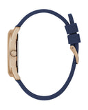 Buy Shop Guess Cubed Analog Rose Gold Dial Blue Leather Strap Watch For Women - GW0665L2 USA Online