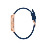 Buy Shop Guess Cubed Analog Rose Gold Dial Blue Leather Strap Watch For Women - GW0665L2 USA Online