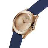 Buy Shop Guess Cubed Analog Rose Gold Dial Blue Leather Strap Watch For Women - GW0665L2 USA Online