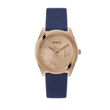 Buy Shop Guess Cubed Analog Rose Gold Dial Blue Leather Strap Watch For Women - GW0665L2 USA Online
