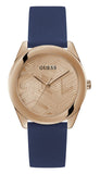 Buy Shop Guess Cubed Analog Rose Gold Dial Blue Leather Strap Watch For Women - GW0665L2 USA Online
