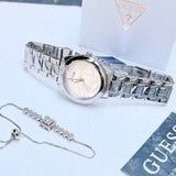 Buy Shop Guess Cubed Analog Silver Dial Silver Steel Strap Watch For Women - GW0606L1 USA Online