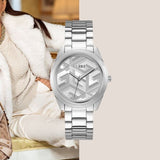 Buy Shop Guess Cubed Analog Silver Dial Silver Steel Strap Watch For Women - GW0606L1 USA Online