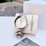 Buy Shop Guess Cubed Analog Silver Dial Silver Steel Strap Watch For Women - GW0606L1 USA Online