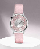 Buy Shop Guess Dahlia Analog Silver Dial Pink Leather Strap Watch for Women - GW0529L1 USA Online