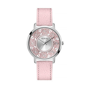 Buy Shop Guess Dahlia Analog Silver Dial Pink Leather Strap Watch for Women - GW0529L1 USA Online