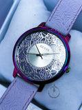 Buy Shop Guess Dahlia Analog Silver Dial Purple Leather Strap Watch For Women - GW0529L4 USA Online