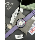 Buy Shop Guess Dahlia Analog Silver Dial Purple Leather Strap Watch For Women - GW0529L4 USA Online