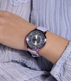 Buy Shop Guess Dahlia Analog Silver Dial Purple Leather Strap Watch For Women - GW0529L4 USA Online
