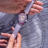 Buy Shop Guess Dahlia Analog Silver Dial Purple Leather Strap Watch For Women - GW0529L4 USA Online