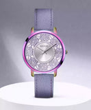 Buy Shop Guess Dahlia Analog Silver Dial Purple Leather Strap Watch For Women - GW0529L4 USA Online