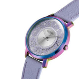 Buy Shop Guess Dahlia Analog Silver Dial Purple Leather Strap Watch For Women - GW0529L4 USA Online