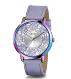 Buy Shop Guess Dahlia Analog Silver Dial Purple Leather Strap Watch For Women - GW0529L4 USA Online