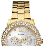 Buy Shop Guess Dazzler Diamonds Silver Dial Gold Steel Strap Watch for Women - W0335L2 USA Online