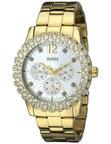 Buy Shop Guess Dazzler Diamonds Silver Dial Gold Steel Strap Watch for Women - W0335L2 USA Online