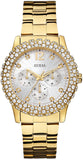 Buy Shop Guess Dazzler Diamonds Silver Dial Gold Steel Strap Watch for Women - W0335L2 USA Online
