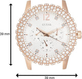 Buy Shop Guess Dazzler Diamonds Silver Dial Rose Gold Steel Strap Watch for Women - W0335L3 USA Online