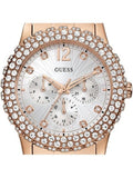 Buy Shop Guess Dazzler Diamonds Silver Dial Rose Gold Steel Strap Watch for Women - W0335L3 USA Online