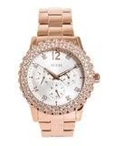 Buy Shop Guess Dazzler Diamonds Silver Dial Rose Gold Steel Strap Watch for Women - W0335L3 USA Online