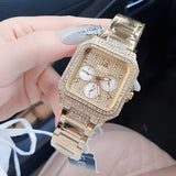 Buy Shop Guess Deco Quartz Crystals Gold Dial Gold Steel Strap Watch For Women - GW0472L2 USA Online