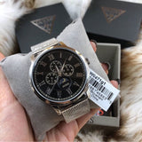 Buy Shop Guess Delancey Black Dial Silver Mesh Bracelet Watch for Men - W0871G1 USA Online