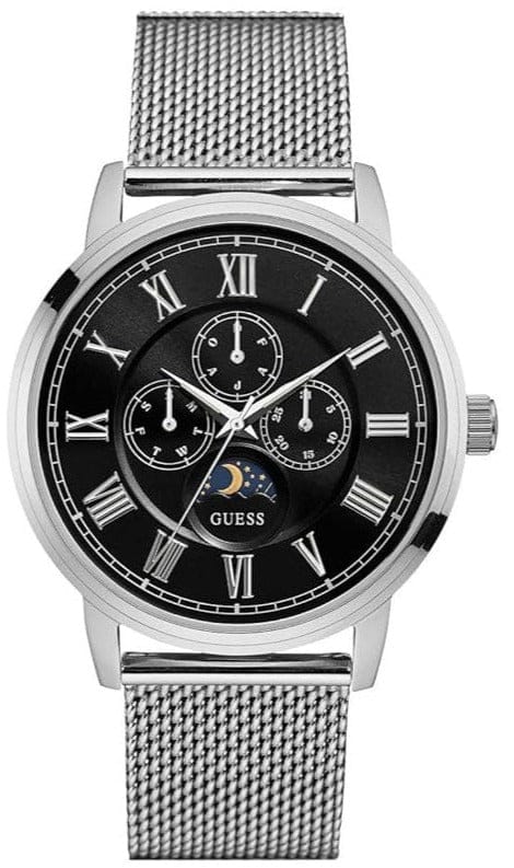Buy Shop Guess Delancey Black Dial Silver Mesh Bracelet Watch for Men - W0871G1 USA Online