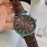 Buy Shop Guess Delancy Analog Brown Dial Brown Leather Strap Watch For Men - W0870G3 USA Online