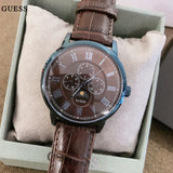 Buy Shop Guess Delancy Analog Brown Dial Brown Leather Strap Watch For Men - W0870G3 USA Online