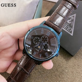 Buy Shop Guess Delancy Analog Brown Dial Brown Leather Strap Watch For Men - W0870G3 USA Online