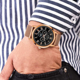 Buy Shop Guess Delancy Black Dial Rose Gold Mesh Bracelet Watch for Men - W0871G5 USA Online