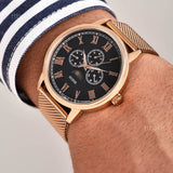 Buy Shop Guess Delancy Black Dial Rose Gold Mesh Bracelet Watch for Men - W0871G5 USA Online