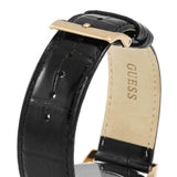 Buy Shop Guess Delancy Quartz Silver Dial Black Leather Strap Watch For Men - W0870G2 USA Online