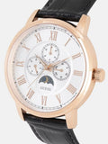 Buy Shop Guess Delancy Quartz Silver Dial Black Leather Strap Watch For Men - W0870G2 USA Online