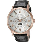 Buy Shop Guess Delancy Quartz Silver Dial Black Leather Strap Watch For Men - W0870G2 USA Online